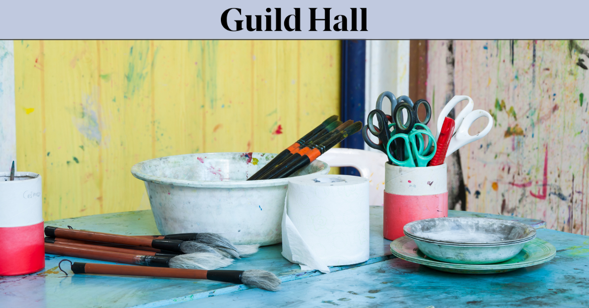 Adults participating in a creative art class at Guild Hall in The Hamptons