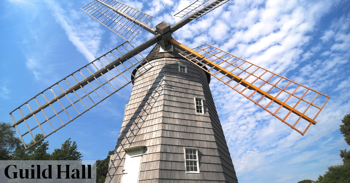 Gardiner Windmill in East Hampton featured in a Hamptons cultural travel guide near Guild Hall
