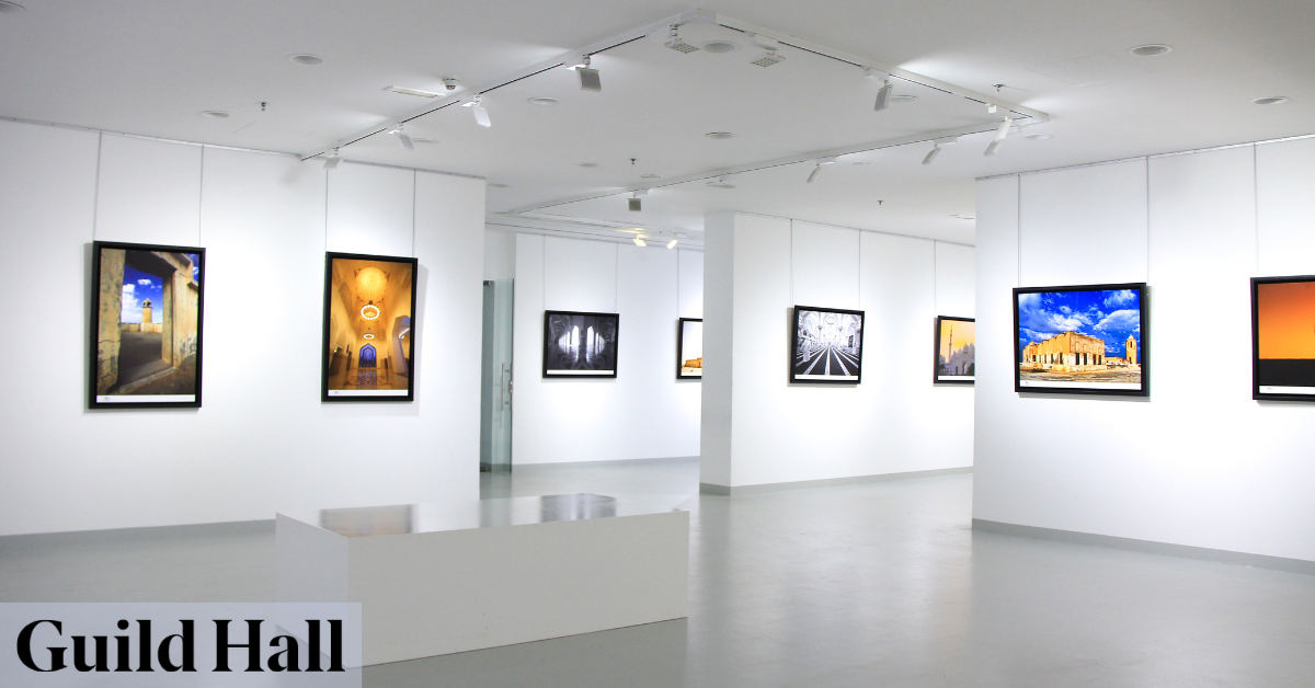 Art museum interior in East Hampton with visual arts exhibition and gallery-style visitor experience